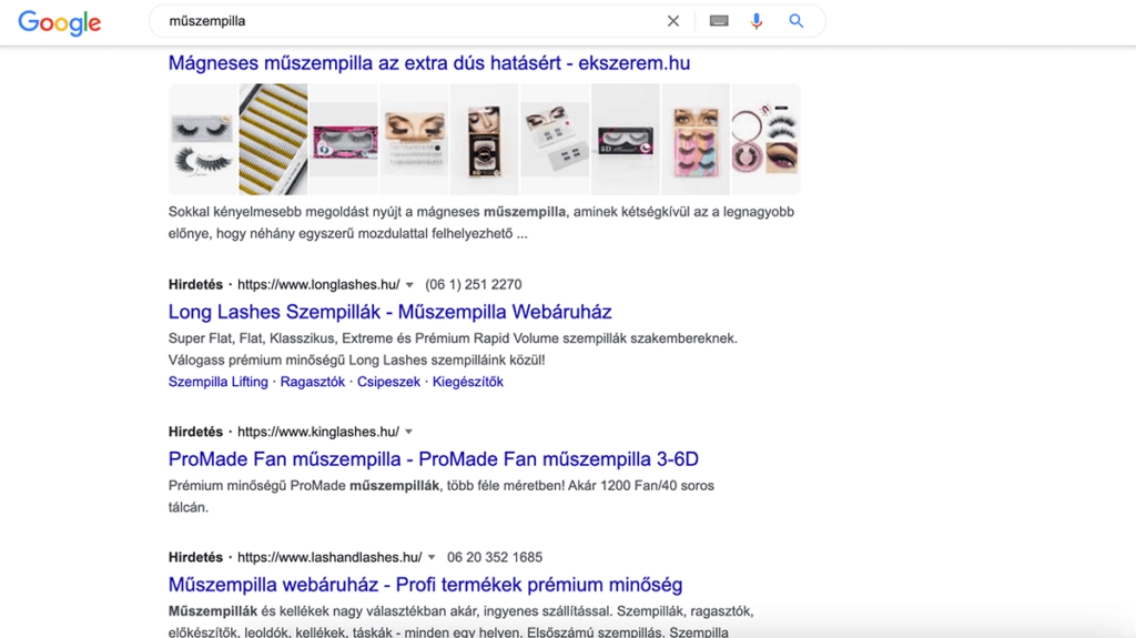 Google Ads hirdetés keresési alul