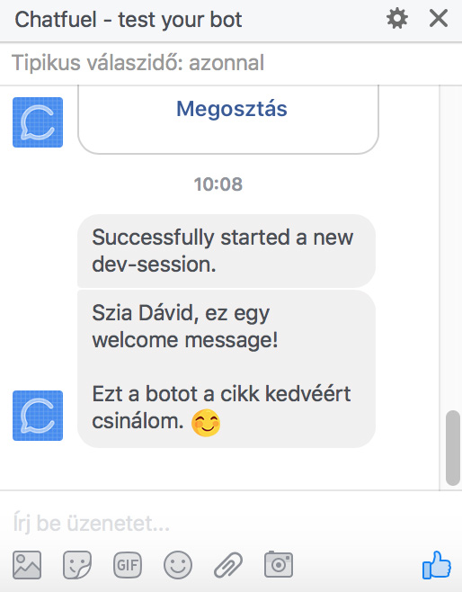 welcome message chatfuel